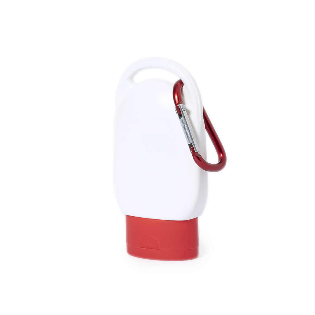 Protección solar personalizada Cretus factor 30 con mosquetón