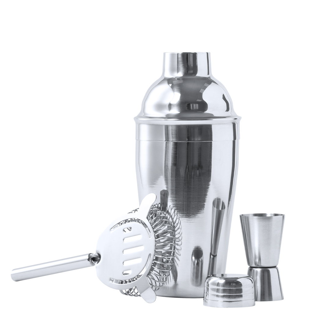 Set cóctel personalizado Wendol de acero inox cromado 3 piezas - Packs de regalo personalizado - Regalo Promocional Personalizado