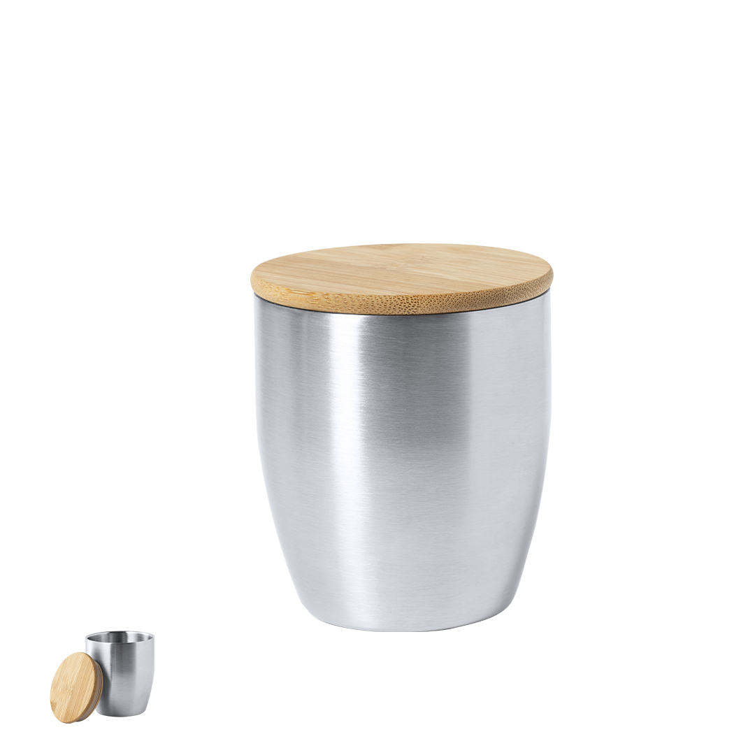 Vaso térmico personalizado Zasel de acero inox con bambú de 280ml - Termos personalizados - Regalo Promocional Personalizado