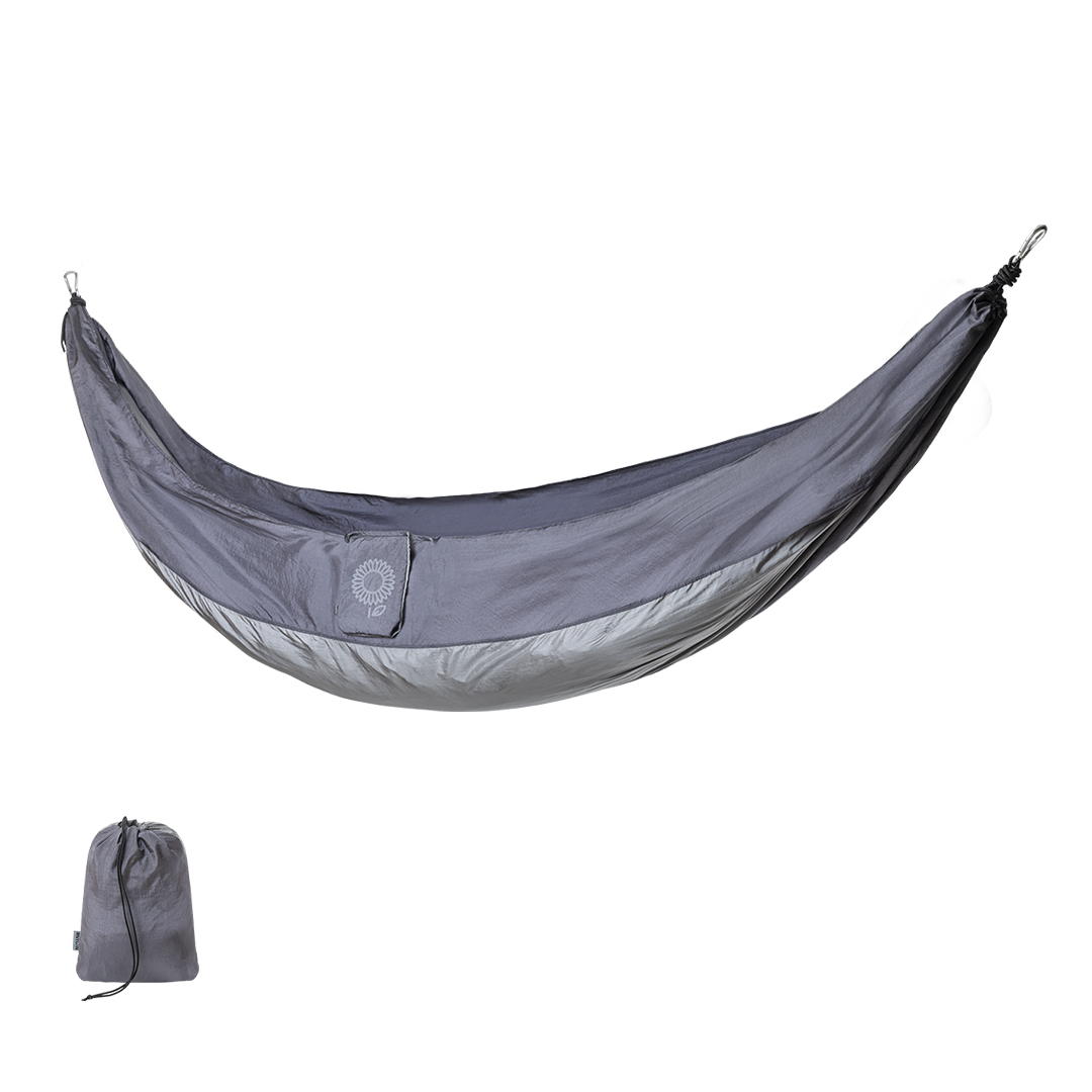 Hamaca personalizada Camping de nylon reciclado con mosquetones metálicos - Verano - Regalo Promocional Personalizado