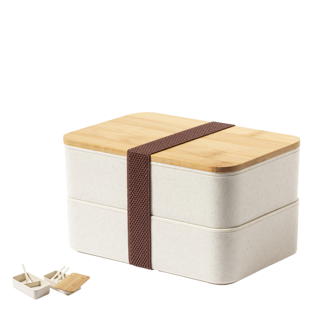 Fiambrera personalizada Bawar de PP con tapa de bambú de 1,4l - Viaje - Regalo Promocional Personalizado