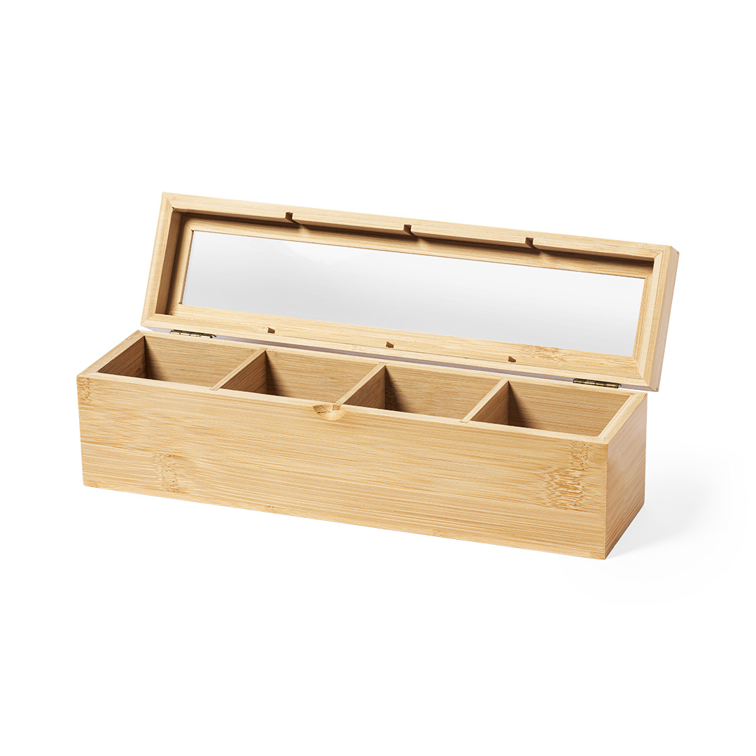 Caja de té personalizada Zirkony de bambú con cristal - Hogar - Regalo Promocional Personalizado - vista alternativa