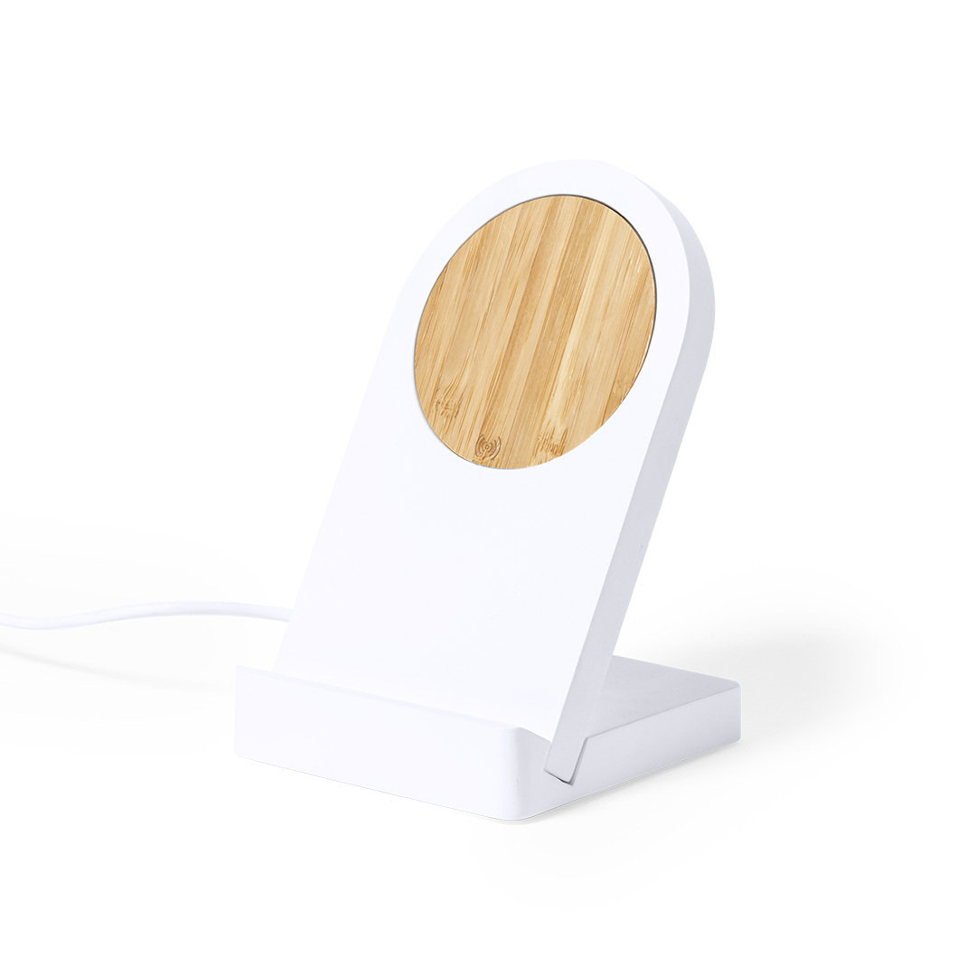 Cargador personalizado soporte Noopy inalámbrico magnético de bambú con PLA - Tecnología - Regalo Promocional Personalizado - vista alternativa