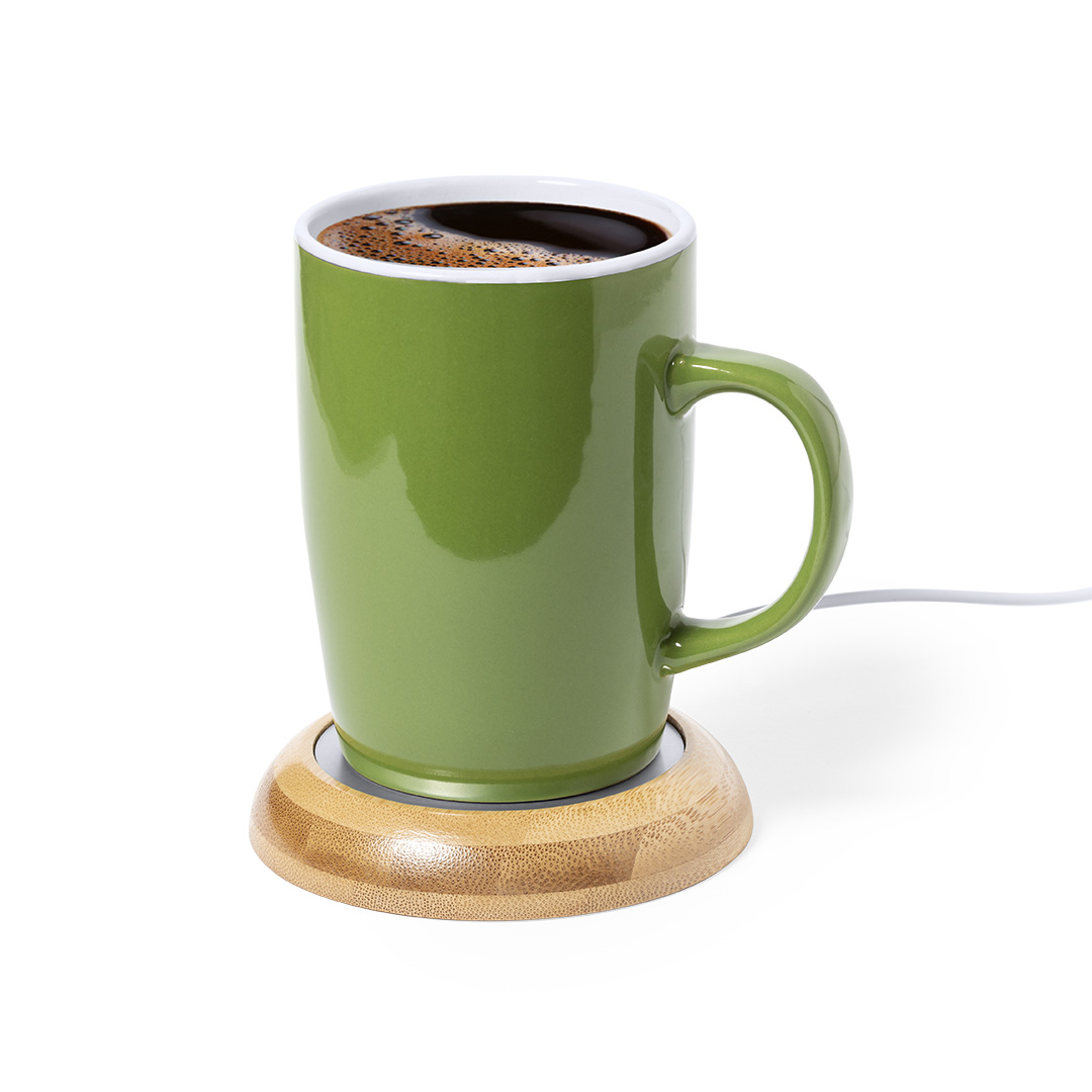 Calentador de tazas personalizado Ligrant de bambú con conexión USB - Tazas y vasos personalizados - Regalo Promocional Personalizado - vista alternativa