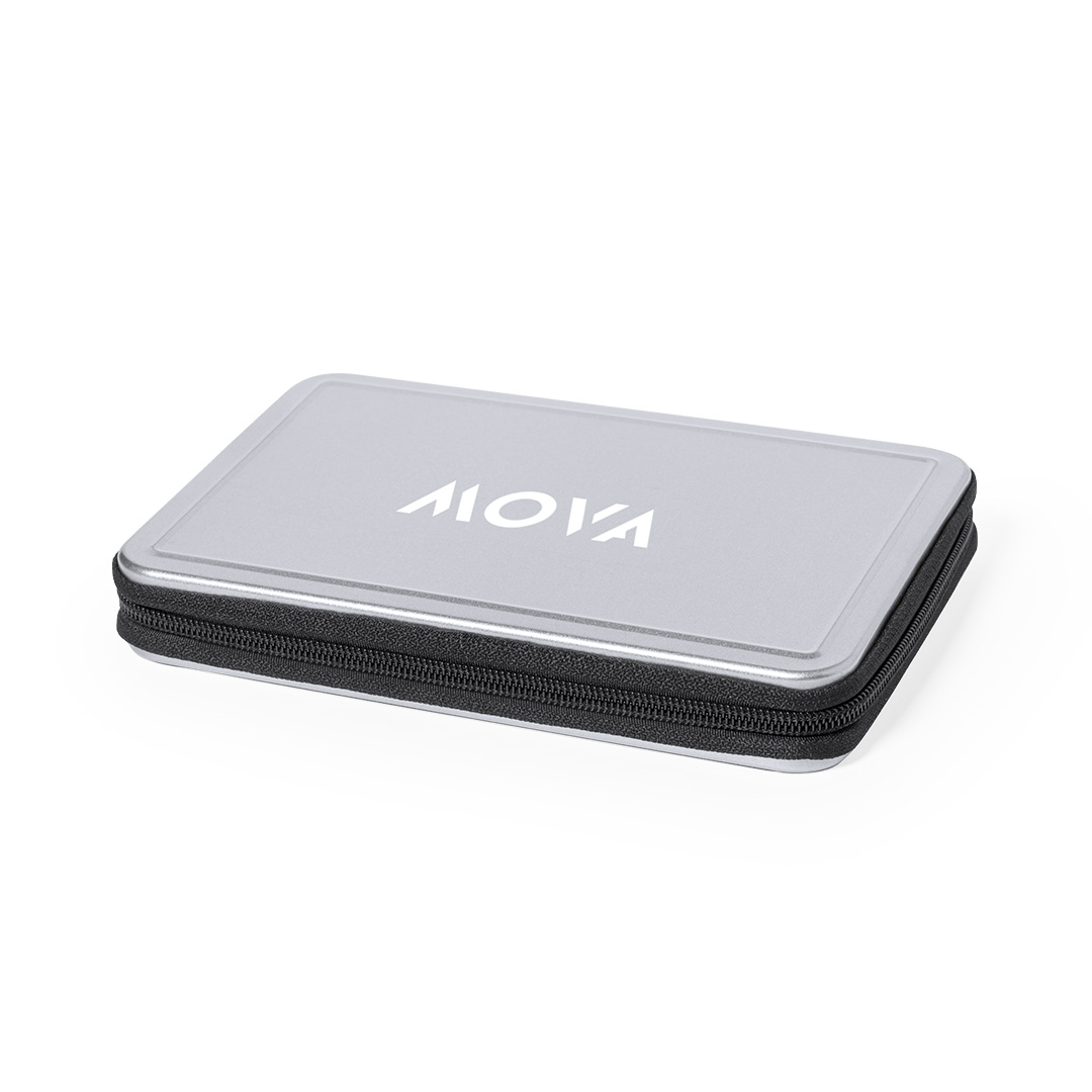 Set herramientas personalizado Ambery de 25 accesorios en estuche aluminio