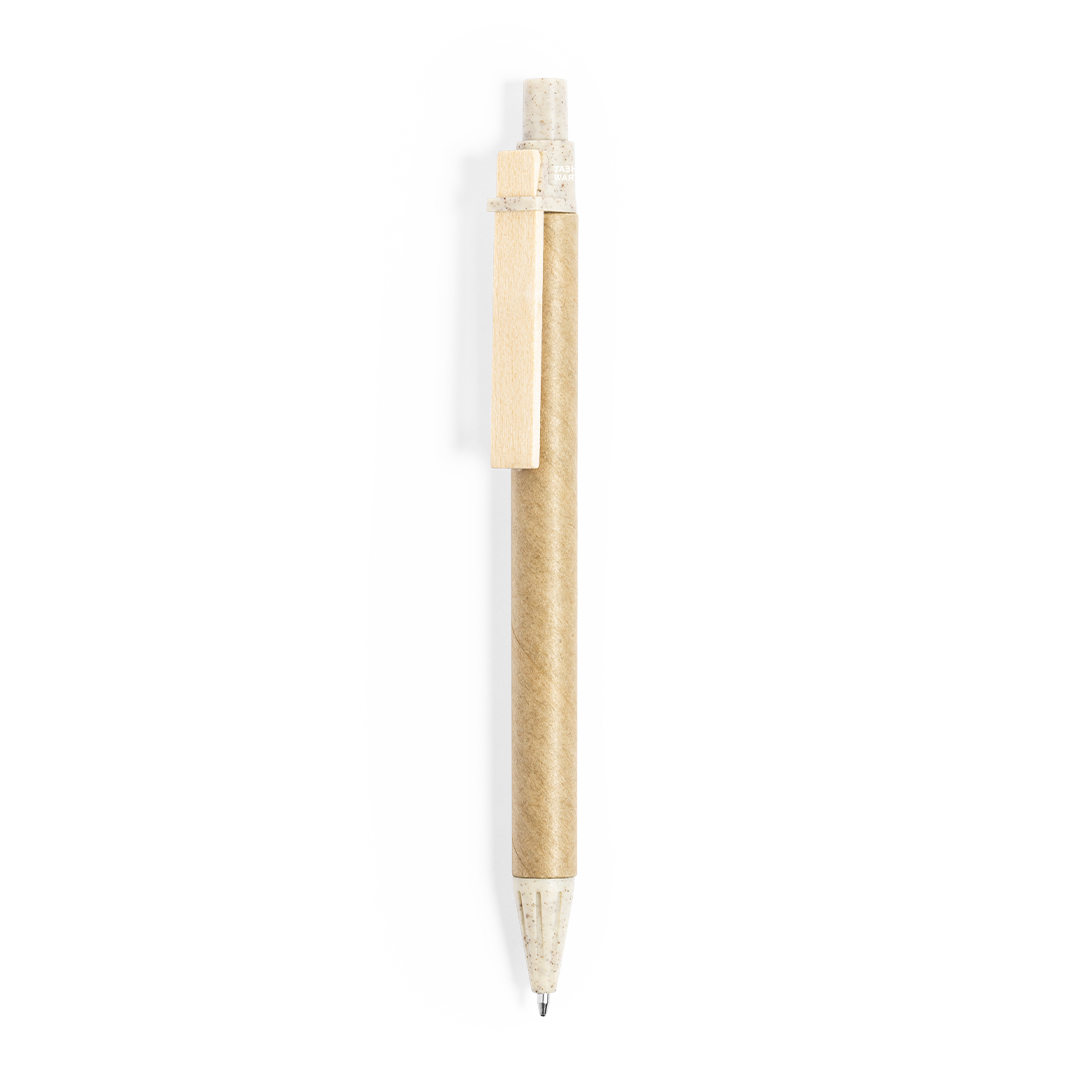 Bolígrafo nature personalizado Nazgun de cartón reciclado con caña trigo - Oficina - Regalo Promocional Personalizado