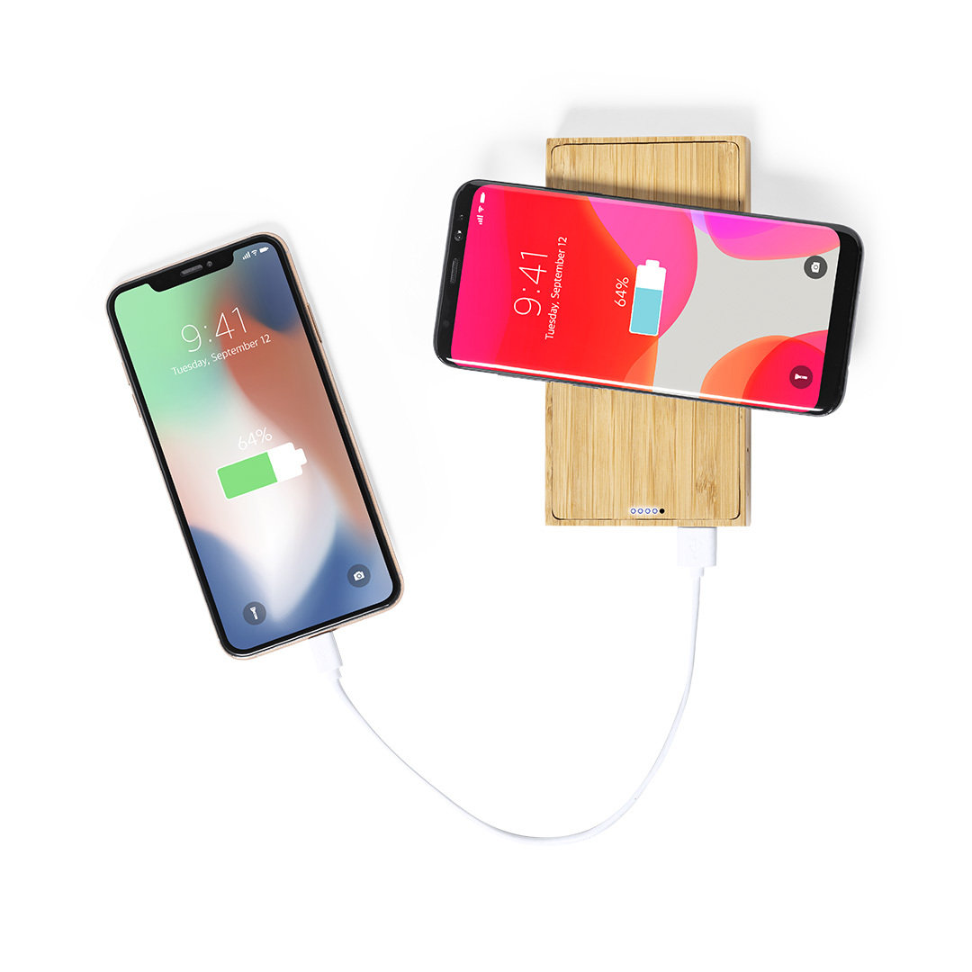 Power Bank personalizada Diuk FSC de bambú certificado con panel solar de 10000mAh