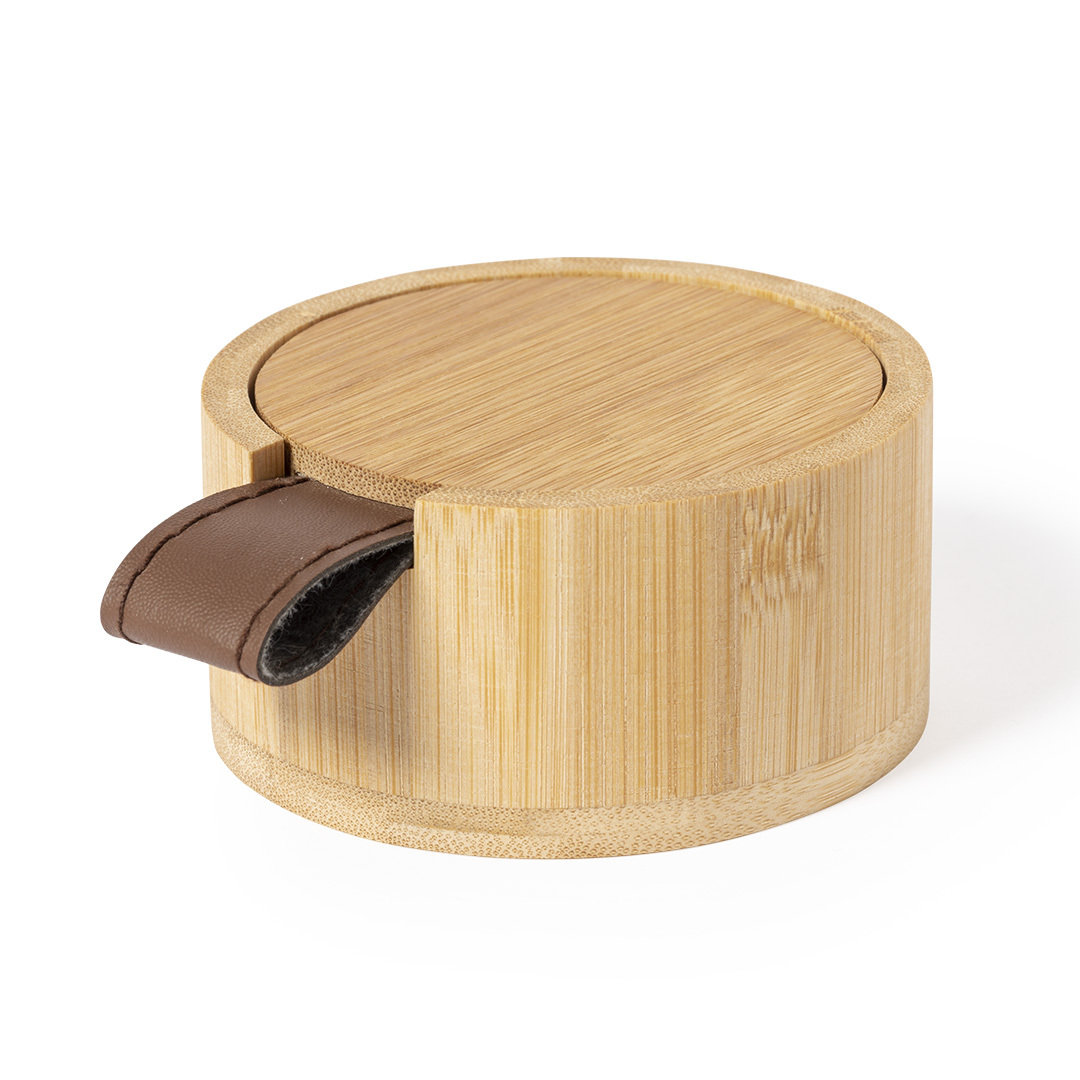 Joyero personalizado Fontana línea nature de bambú con espejo y 4 compartimentos