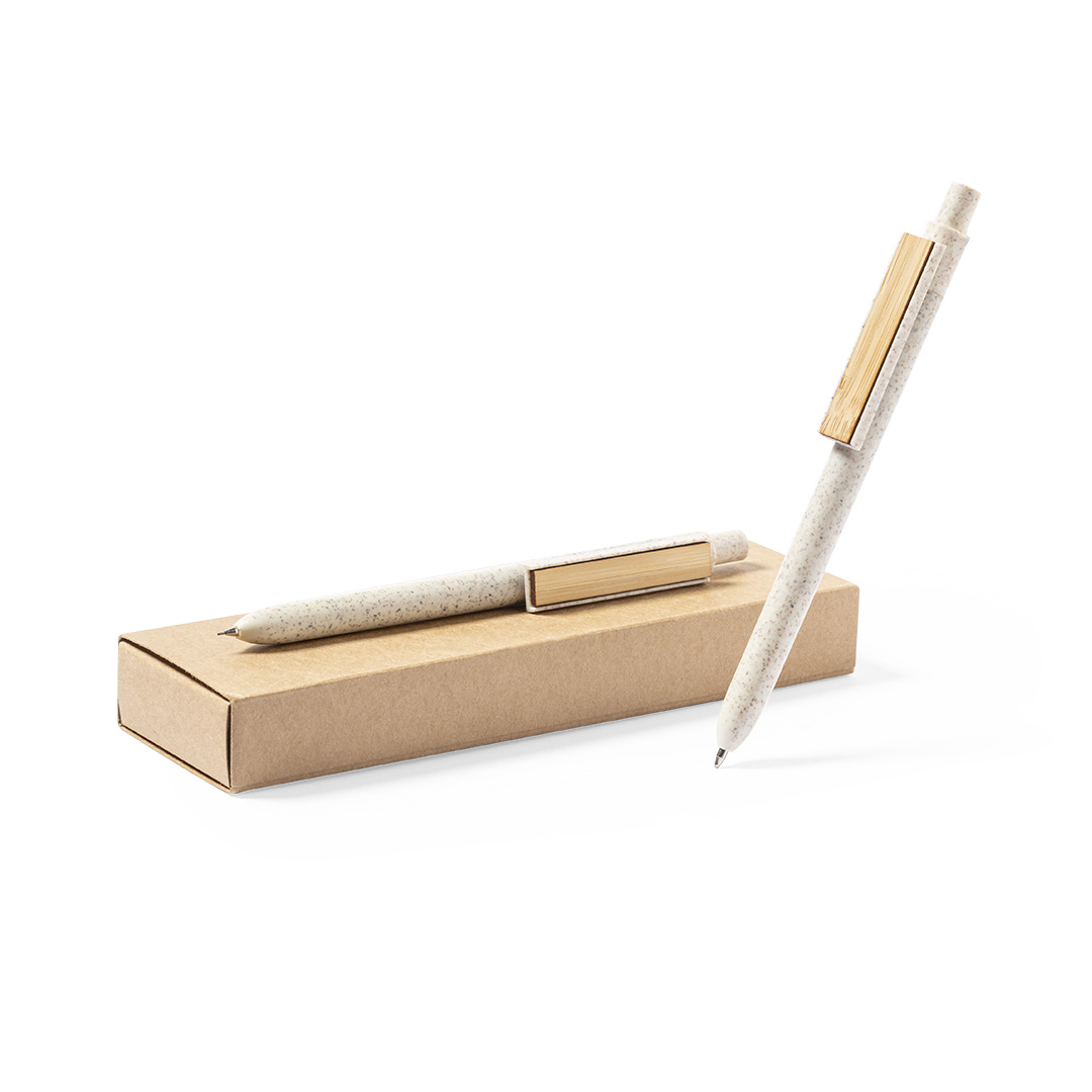 Set bolígrafo y portaminas personalizado Bruneok de caña de trigo - Set de escritura personalizados - Regalo Promocional Personalizado - vista alternativa