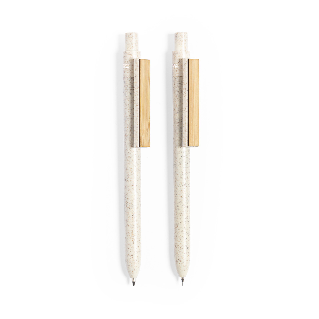 Set bolígrafo y portaminas personalizado Bruneok de caña de trigo - Set de escritura personalizados - Regalo Promocional Personalizado - imagen 5