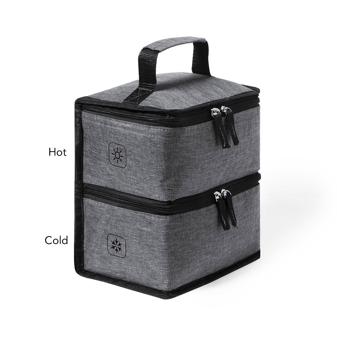 Nevera personalizada Stacy de RPET doble compartimento calor-frío