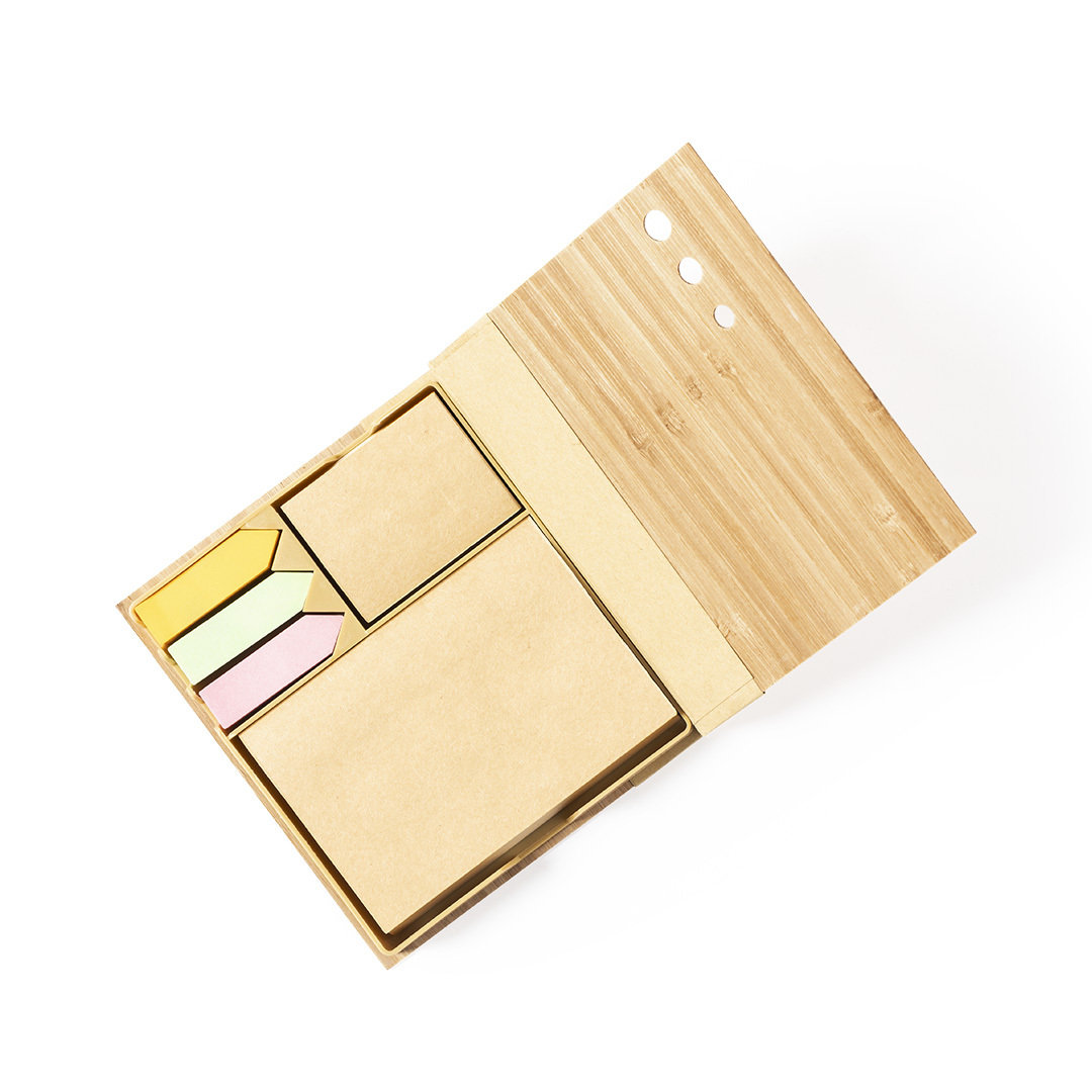 Portanotas personalizado Kokil de bambú con notas adhesivas kraft - Oficina - Regalo Promocional Personalizado - vista alternativa