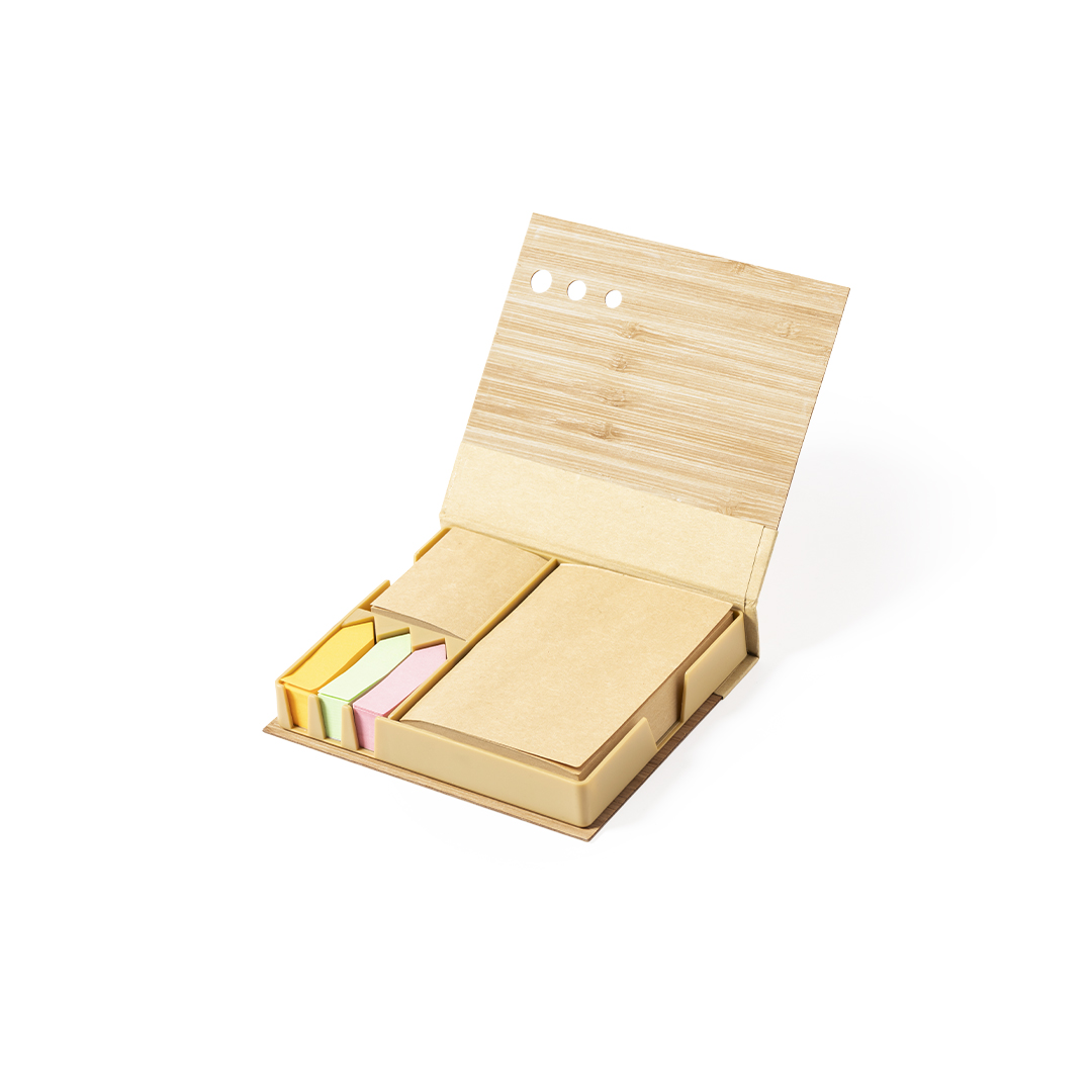 Portanotas personalizado Kokil de bambú con notas adhesivas kraft - Oficina - Regalo Promocional Personalizado