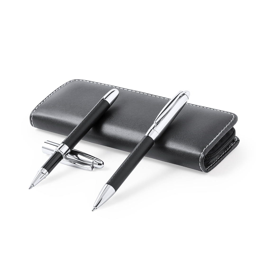 Set con bolígrafo y roller personalizado Niveum premium en polipiel - Set de escritura personalizados - Regalo Promocional Personalizado