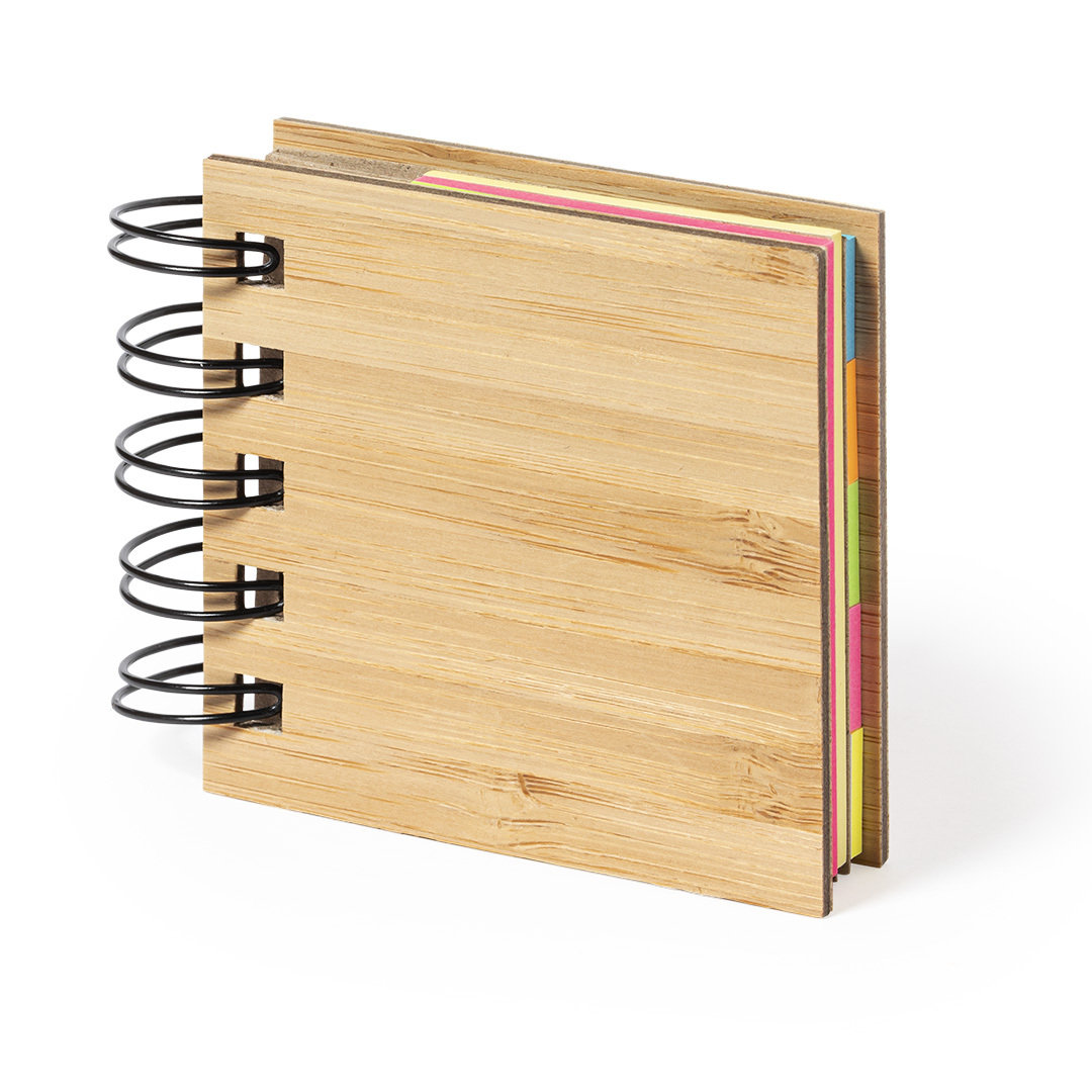 Bloc de notas personalizado Feros nature con anillas en bambú y notas adhesivas - Oficina - Regalo Promocional Personalizado - vista alternativa