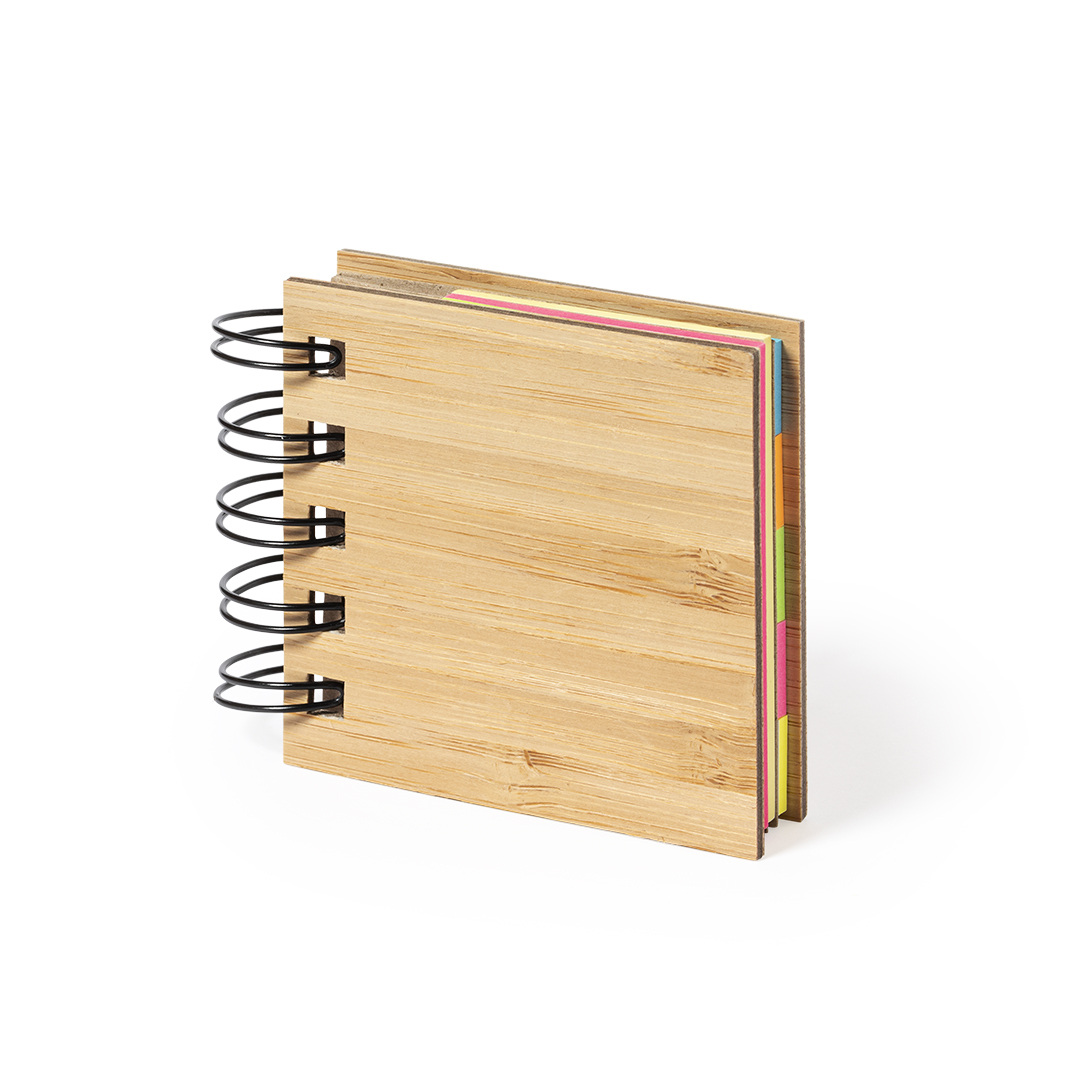 Bloc de notas personalizado Feros nature con anillas en bambú y notas adhesivas - Oficina - Regalo Promocional Personalizado