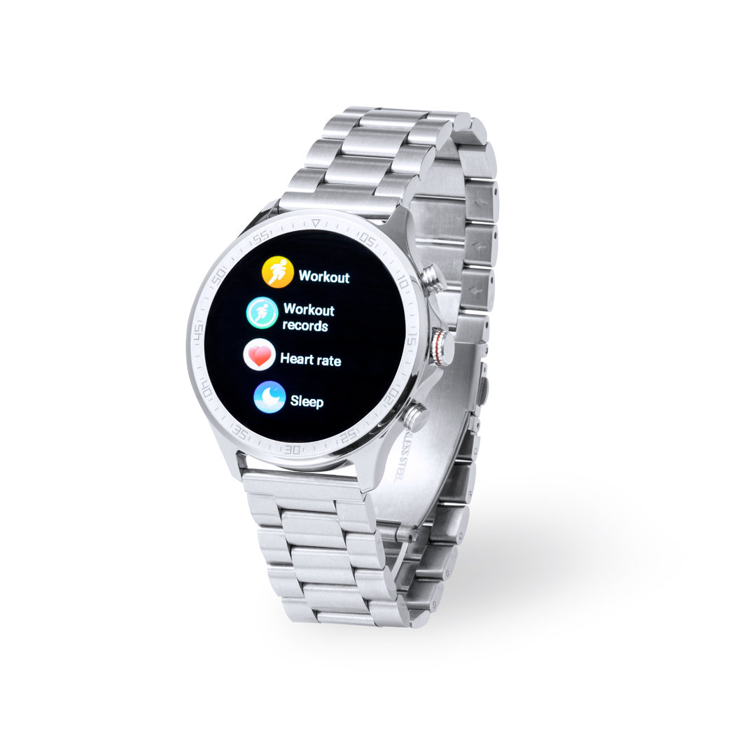 Reloj inteligente personalizado Dant multifunción circular con acero inoxidable - Tecnología - Regalo Promocional Personalizado - vista alternativa