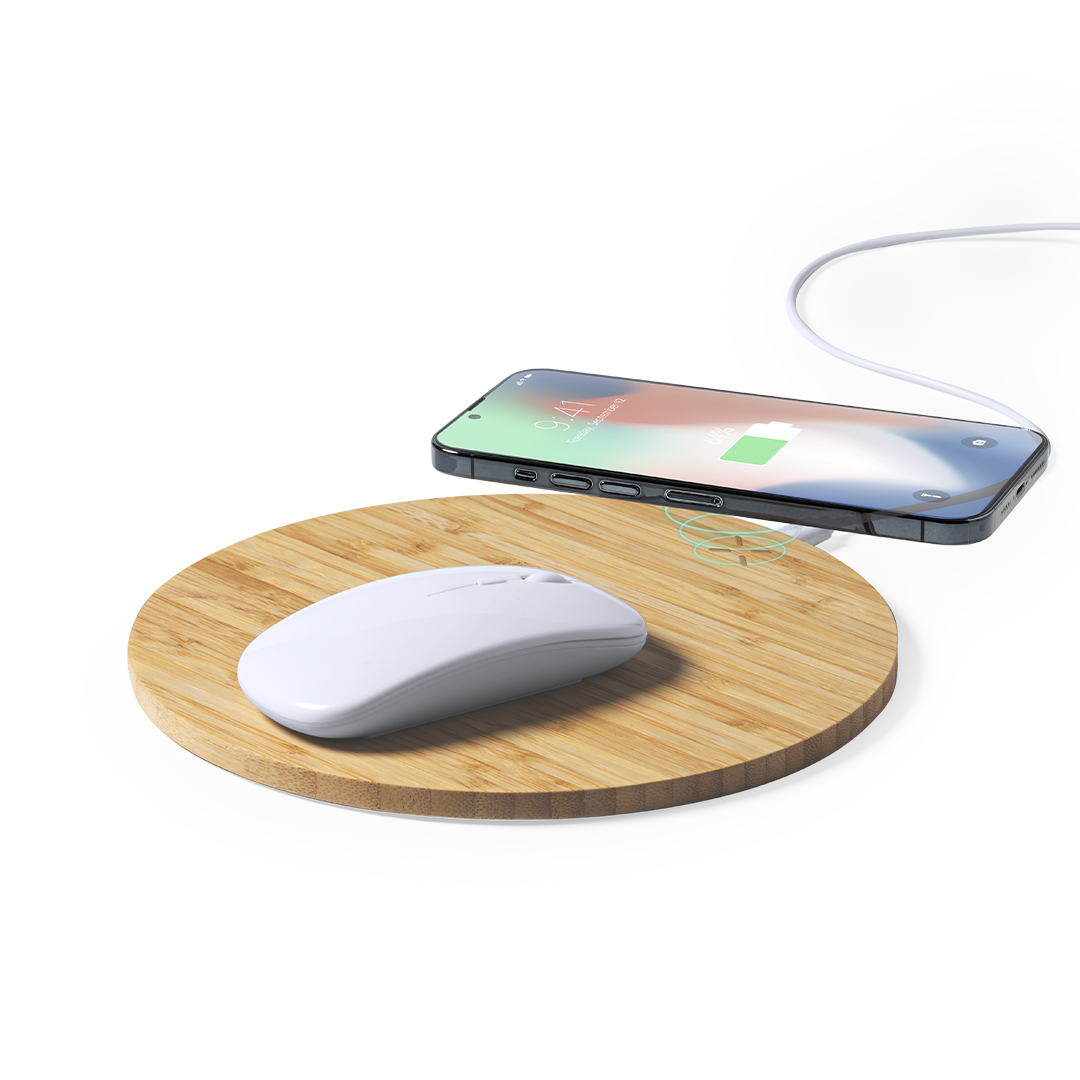 Alfombrilla Cargador Bistol bambú inalámbrico - Tecnología - Regalo Promocional Personalizado