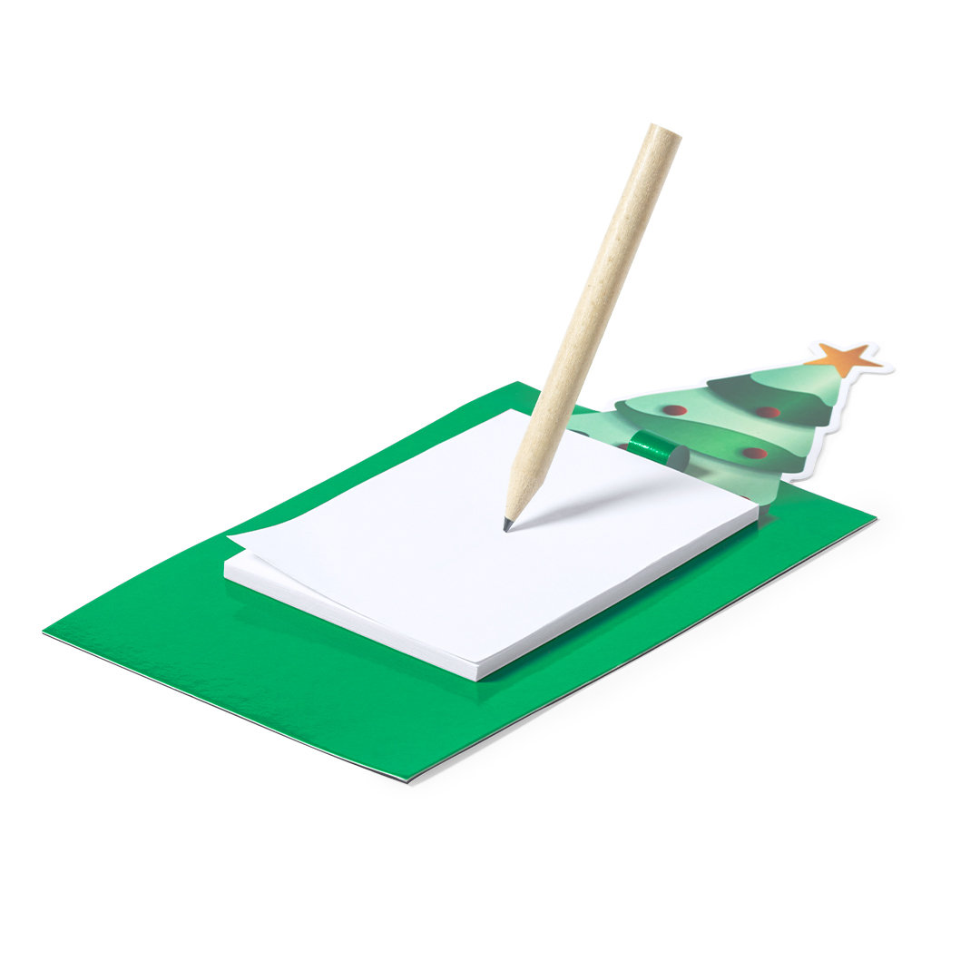 Imán personalizado Clemen bloc notas diseño árbol navideño con lápiz