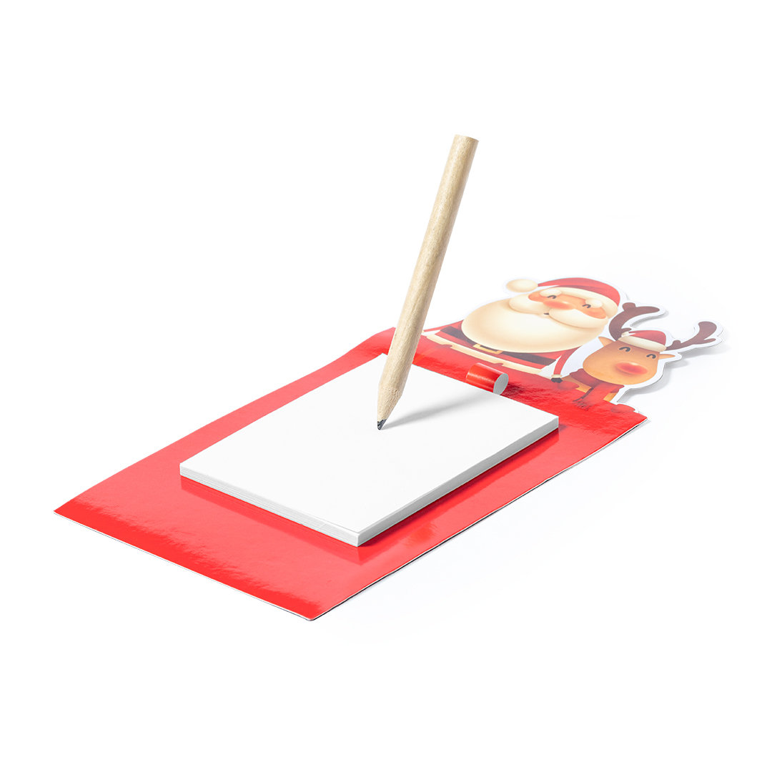 Imán personalizado Larry bloc notas navideño Papá Noel y Reno con lápiz