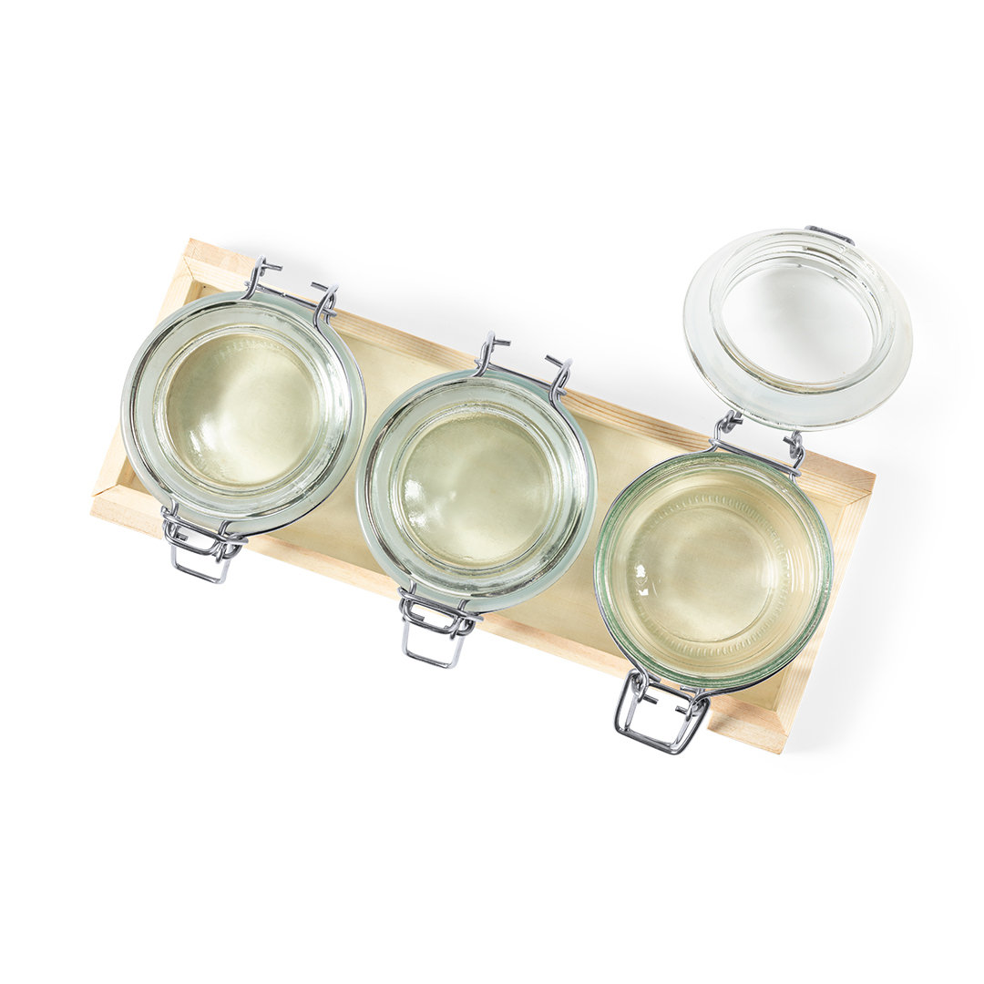 Set de tarros personalizado Gaby de cristal con cierres de acero inoxidable