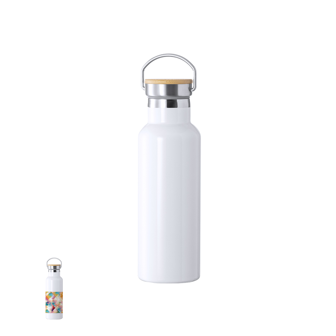 Bidón personalizado Térmico para Sublimación Ying de 500ml con detalle de bambú - Termos personalizados - Regalo Promocional Personalizado