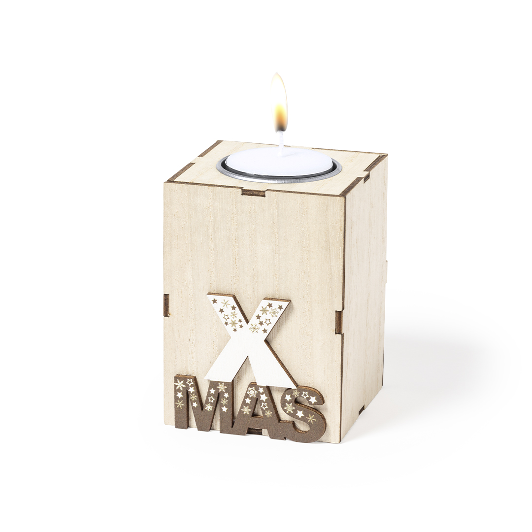 Vela aromática personalizada Jorin navideña de madera natural