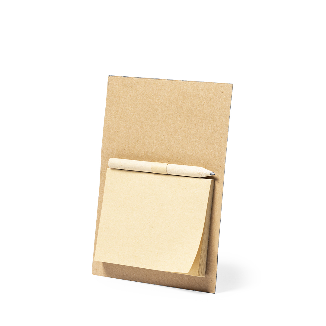 Imán personalizado Kibly línea nature de papel reciclado con minilápiz y bloc - Imanes personalizados - Regalo Promocional Personalizado