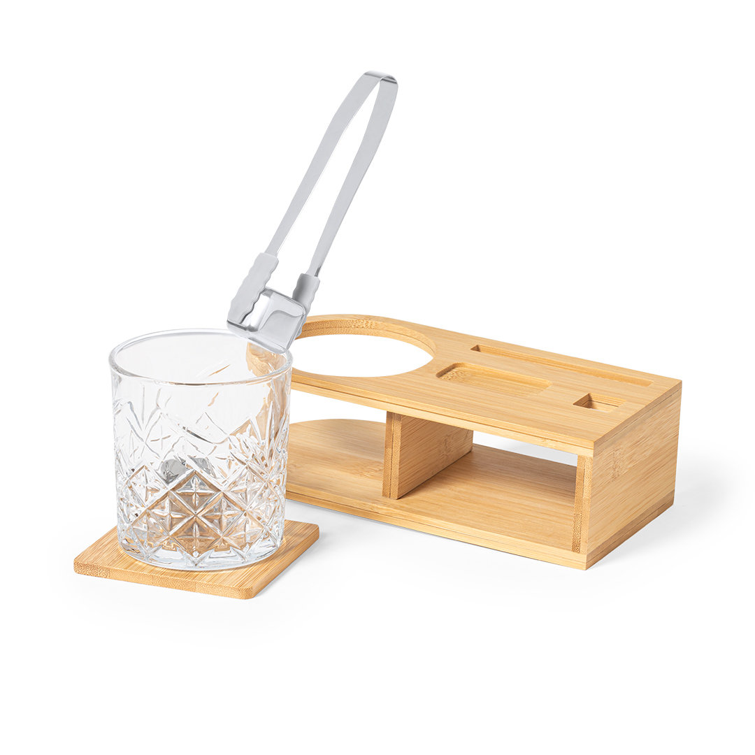 Set de whisky personalizado Devon de bambú con vaso y cubitos enfriadores - Packs de regalo personalizado - Regalo Promocional Personalizado - vista alternativa