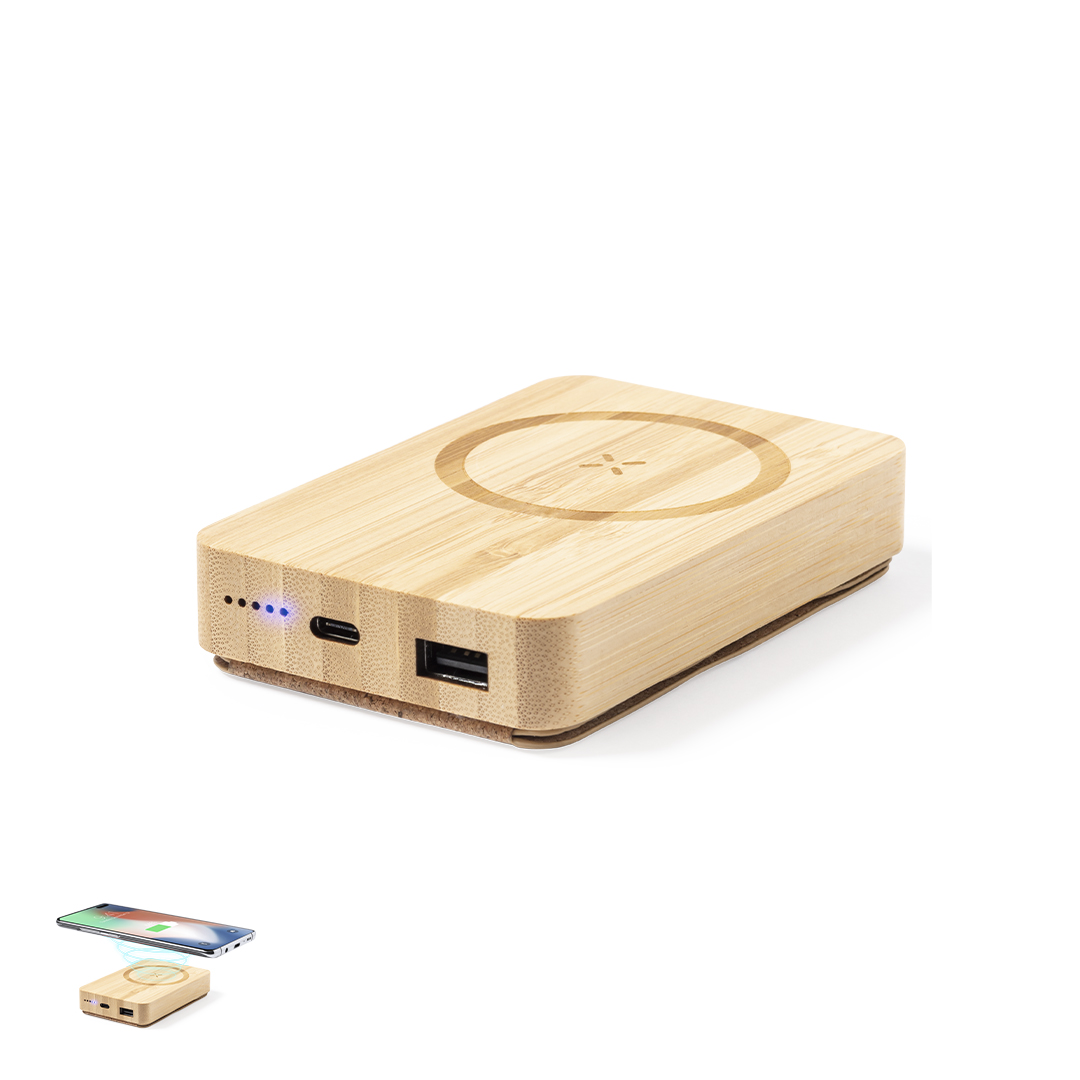 Power Bank personalizada Dobson de bambú y corcho con fijación magnética de 5000mAh - Tecnología - Regalo Promocional Personalizado