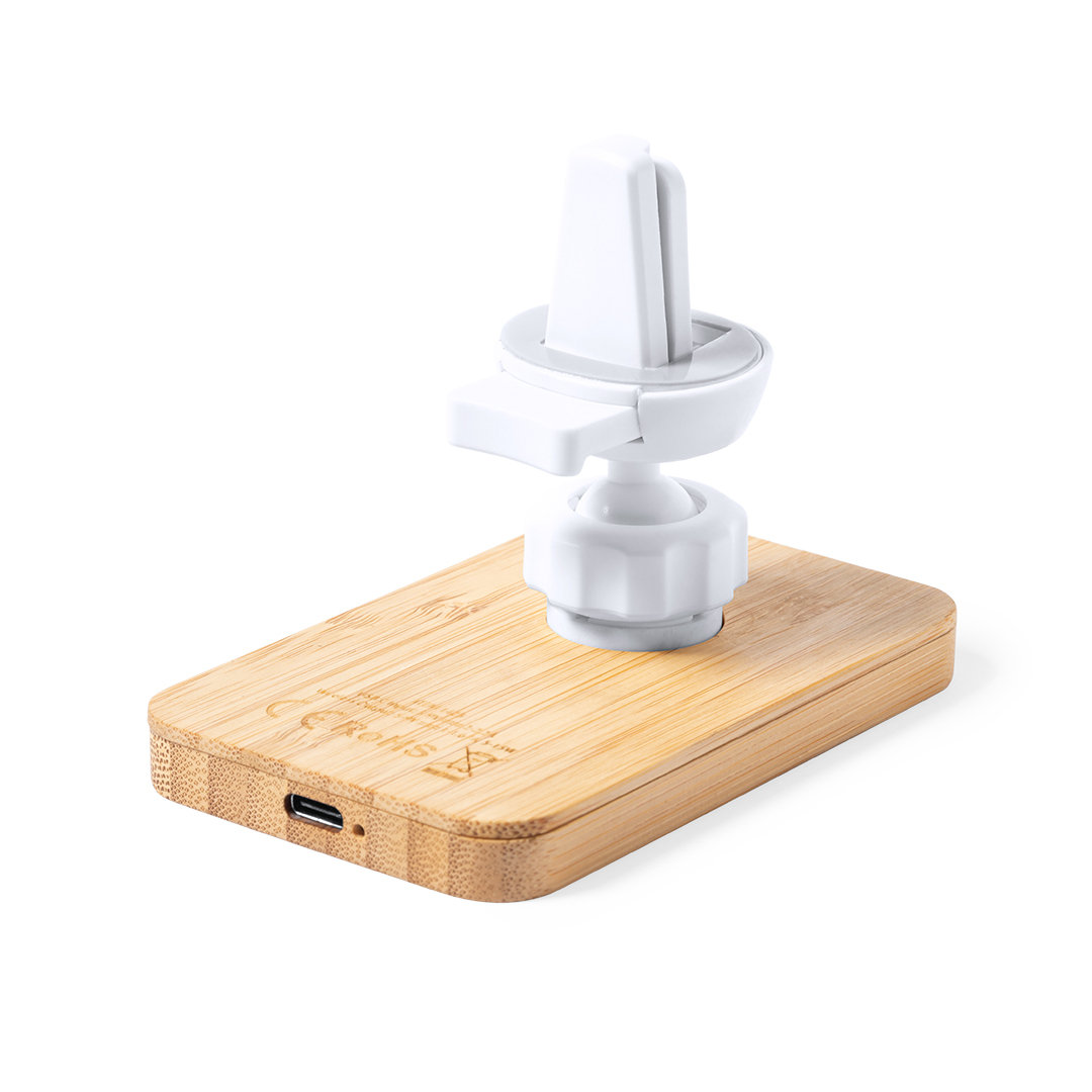 Soporte cargador para coche personalizado Gonzo de bambú con MagSafe 15W