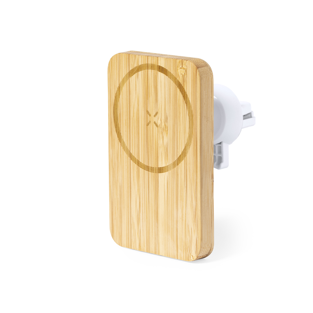 Soporte cargador para coche personalizado Gonzo de bambú con MagSafe 15W - Tecnología - Regalo Promocional Personalizado