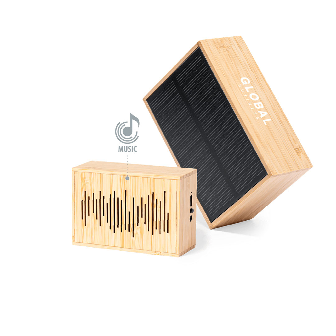 Altavoz Laurens solar bambú con certificación FSC - Tecnología - Regalo Promocional Personalizado