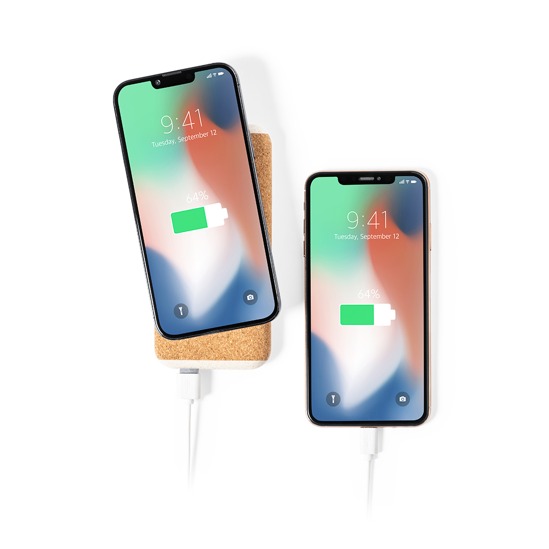 Power Bank personalizada Limerick de corcho y caña de trigo con carga inalámbrica de 8000mAh - Tecnología - Regalo Promocional Personalizado - vista alternativa