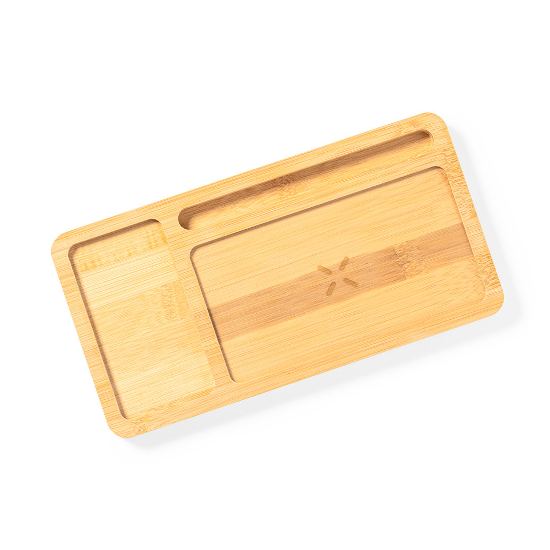 Cargador personalizado organizador Golbar inalámbrico 15W de bambú con compartimento - Tecnología - Regalo Promocional Personalizado - imagen 4