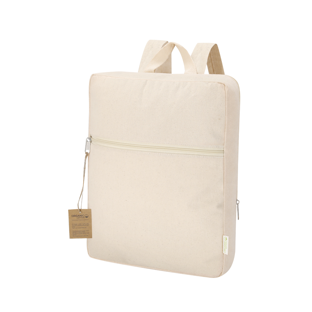 Mochila personalizada Lagrit de algodón orgánico natural con distintivo - Mochilas personalizadas - Regalo Promocional Personalizado