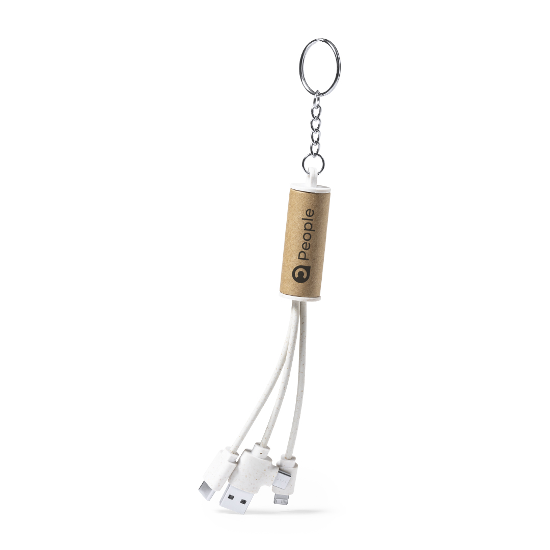 Cable cargador personalizado Feildin de cartón reciclado y caña de trigo - Tecnología - Regalo Promocional Personalizado