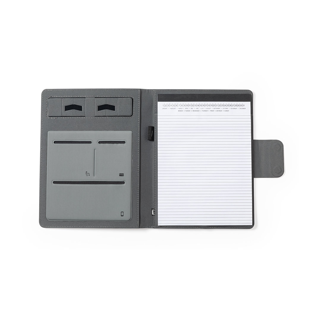 Carpeta personalizada multifunción Harbur de RPET con cargador inalámbrico 5000mAh - Tecnología - Regalo Promocional Personalizado - imagen 4