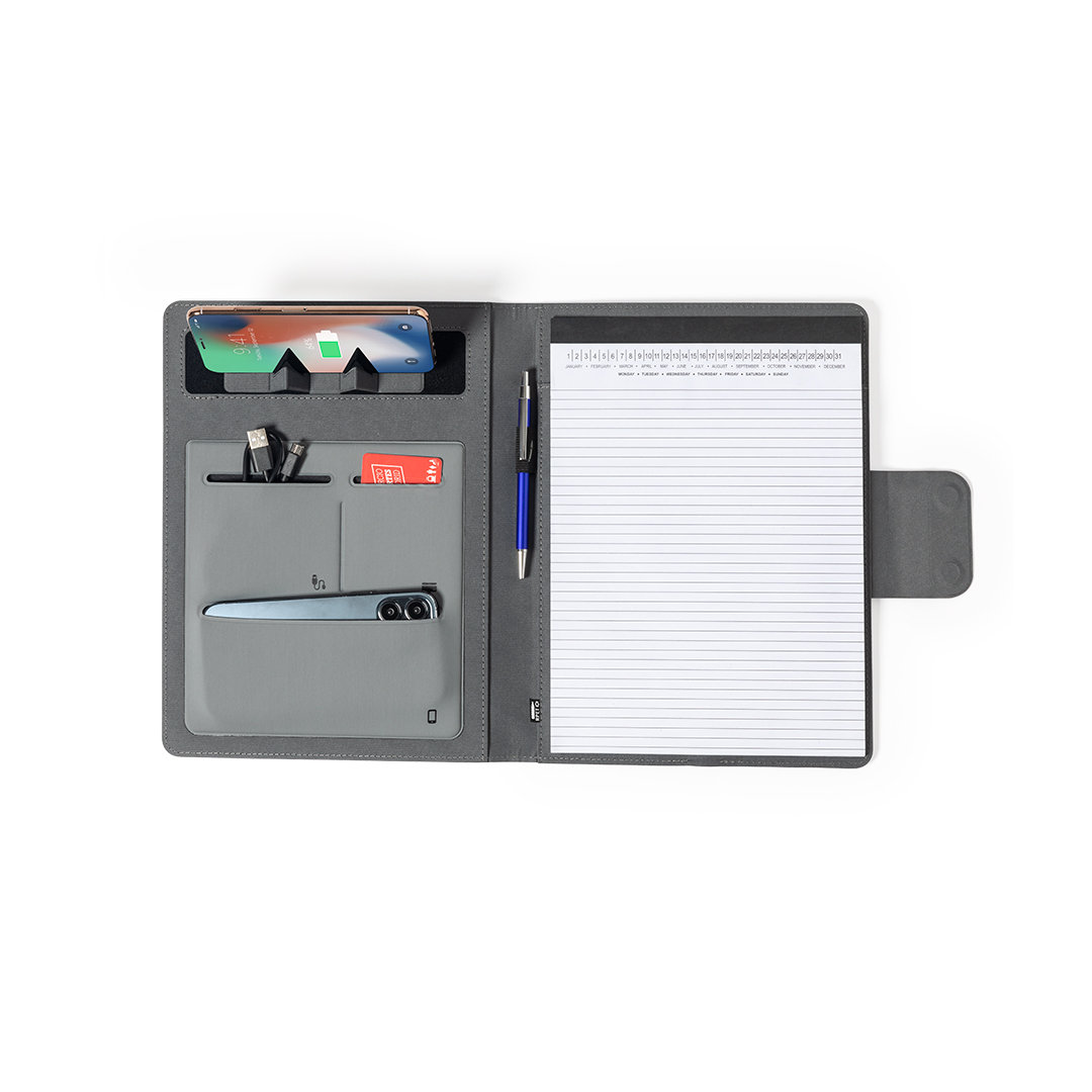 Carpeta personalizada multifunción Harbur de RPET con cargador inalámbrico 5000mAh - Tecnología - Regalo Promocional Personalizado - imagen 5