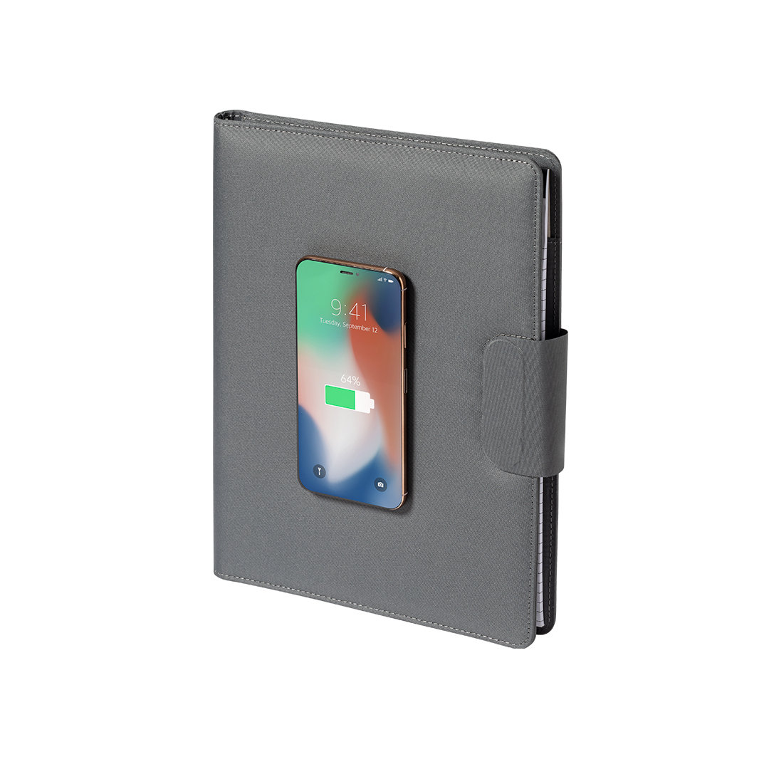 Carpeta personalizada multifunción Harbur de RPET con cargador inalámbrico 5000mAh - Tecnología - Regalo Promocional Personalizado - imagen 6