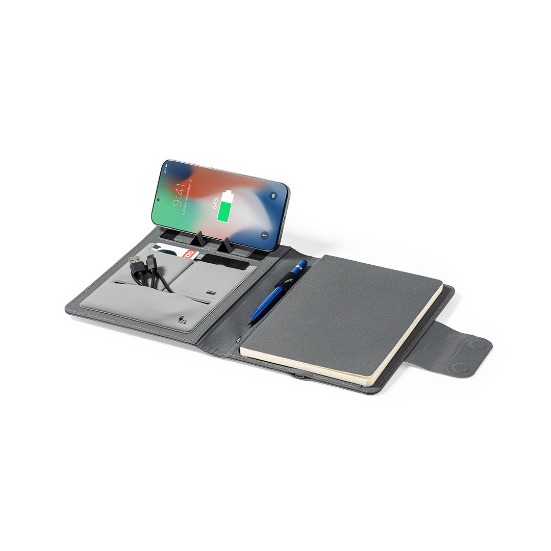 Bloc personalizado Multifunción Dambier en RPET con cargador inalámbrico 10W y batería 5000mAh - Tecnología - Regalo Promocional Personalizado - imagen 4
