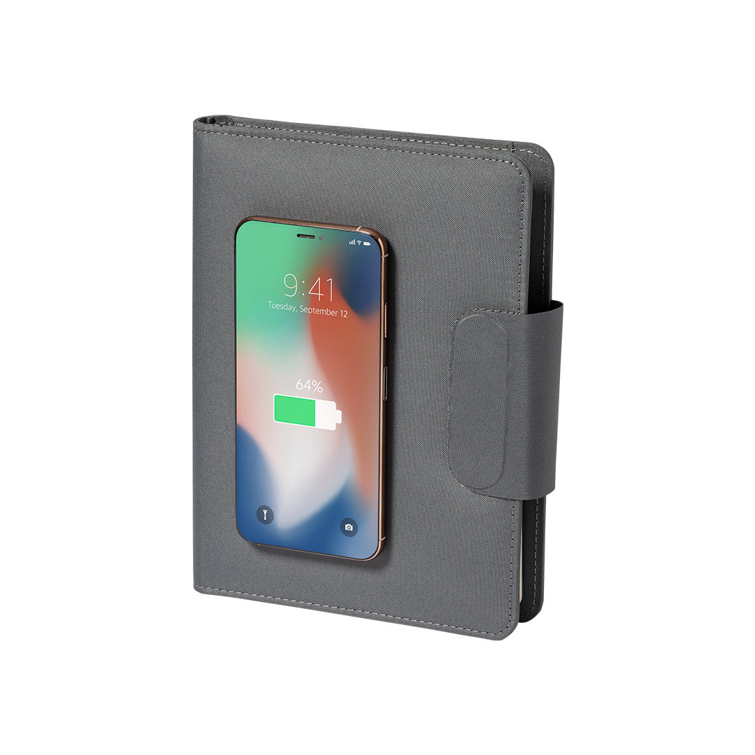 Bloc personalizado Multifunción Dambier en RPET con cargador inalámbrico 10W y batería 5000mAh - Tecnología - Regalo Promocional Personalizado - imagen 6