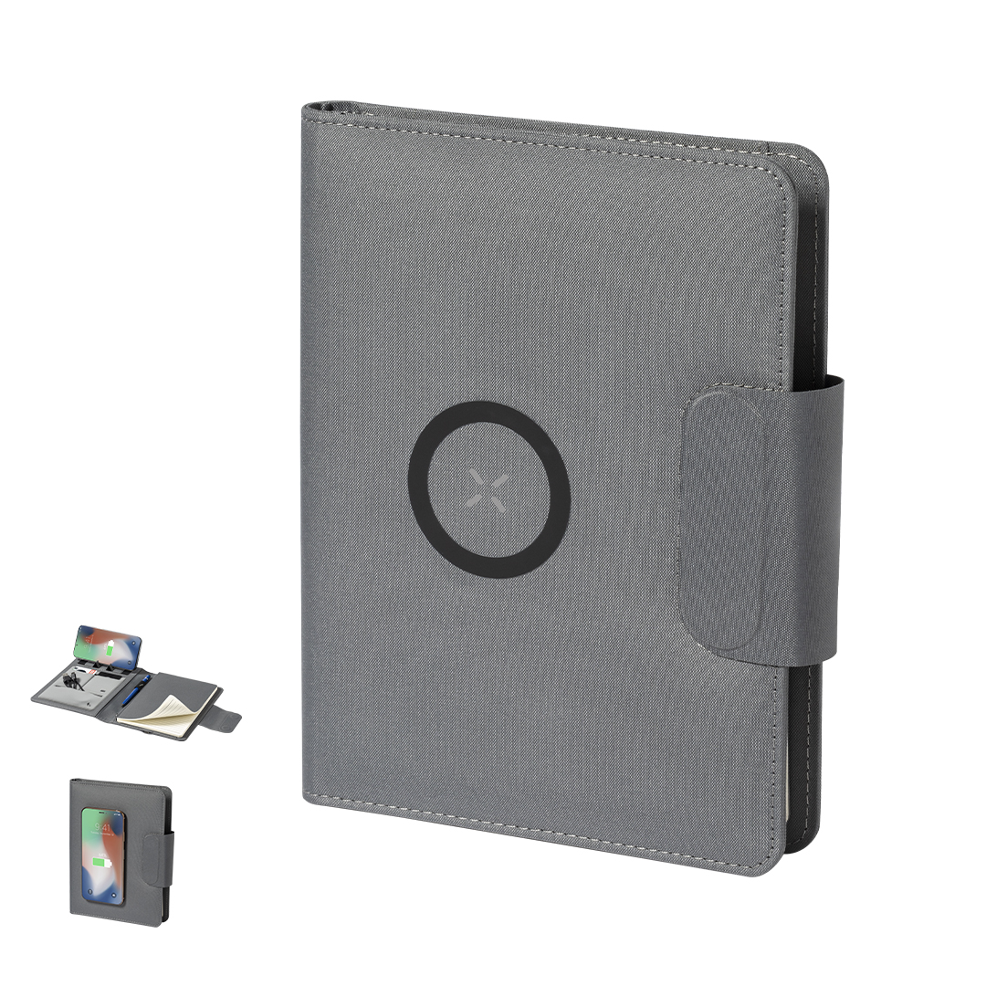 Bloc personalizado Multifunción Dambier en RPET con cargador inalámbrico 10W y batería 5000mAh - Tecnología - Regalo Promocional Personalizado