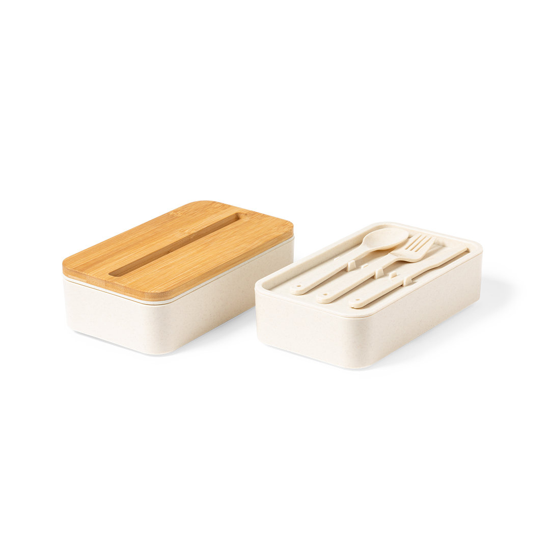 Fiambrera personalizada Graftan de PP con soporte smartphone bambú