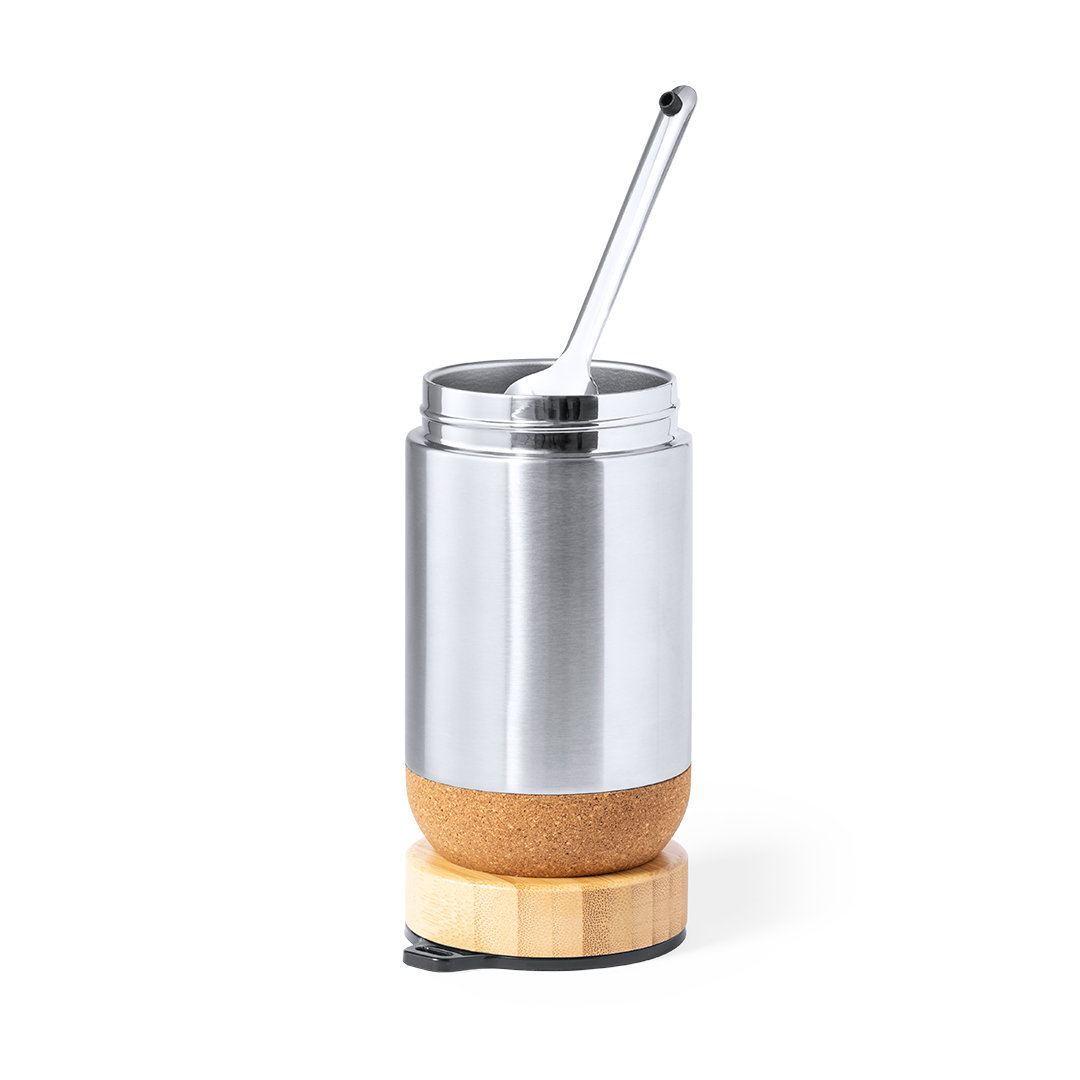 Fiambrera personalizada Cambrix de acero inox con base de corcho - Viaje - Regalo Promocional Personalizado - vista alternativa