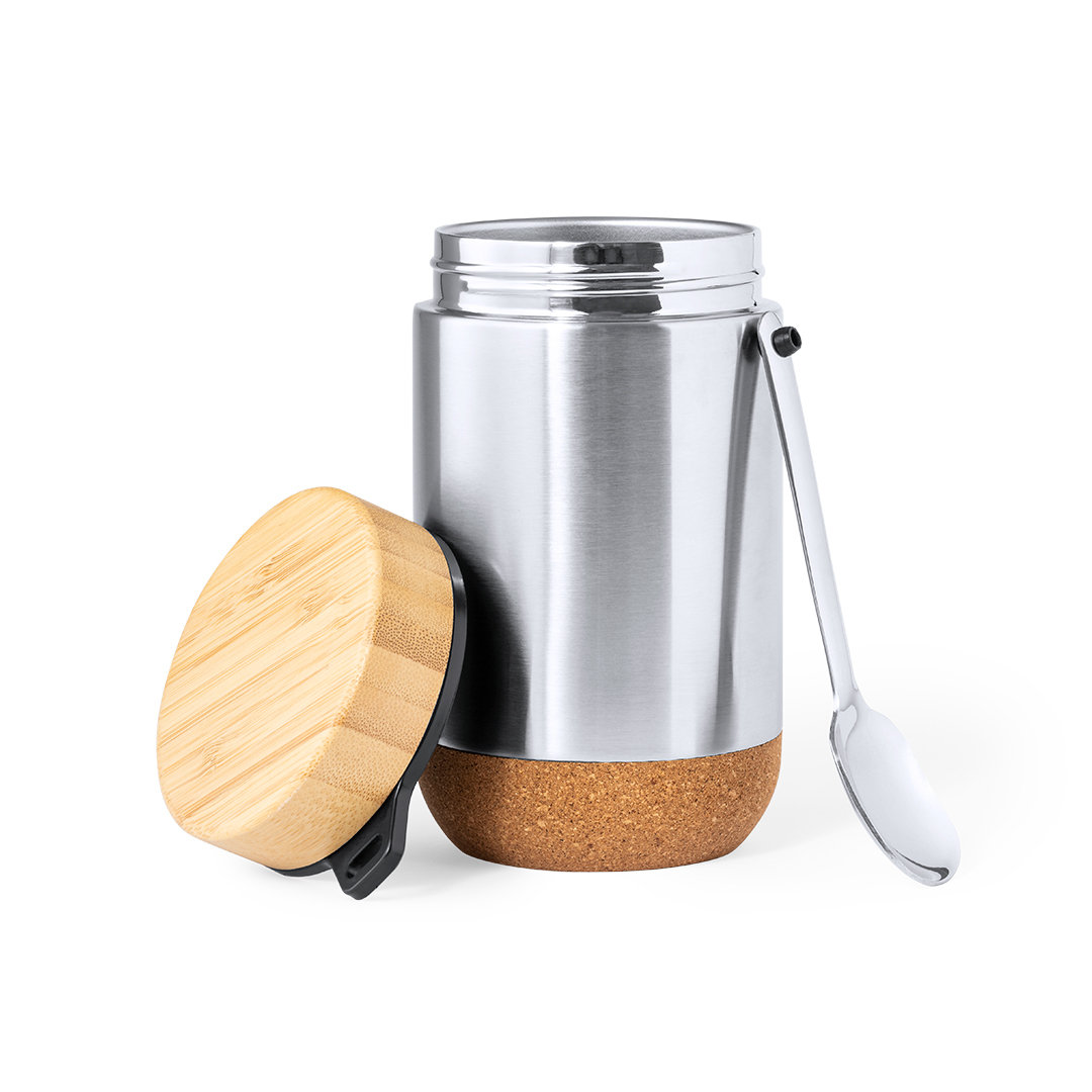 Fiambrera personalizada Cambrix de acero inox con base de corcho - Viaje - Regalo Promocional Personalizado - imagen 3