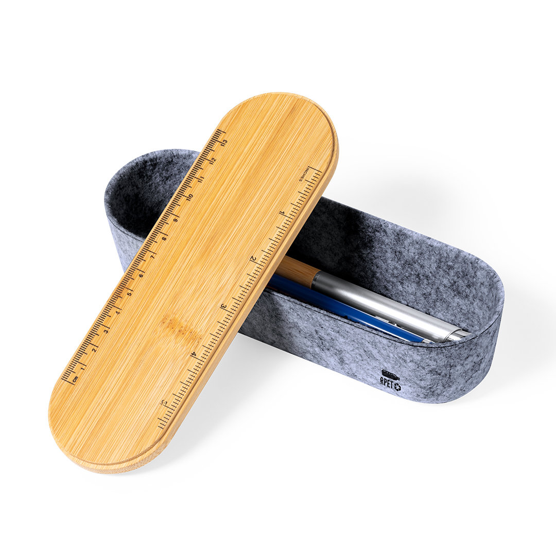 Estuche personalizado Glaston de bambú y fieltro RPET con regla - Oficina - Regalo Promocional Personalizado - vista alternativa