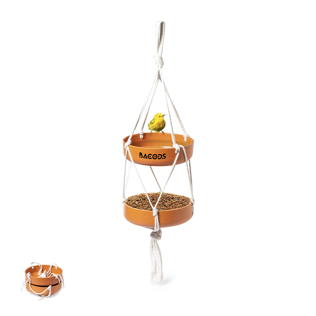 Comedero pájaro personalizado Xilam de bambú con cuerda algodón - Jardín - Regalo Promocional Personalizado