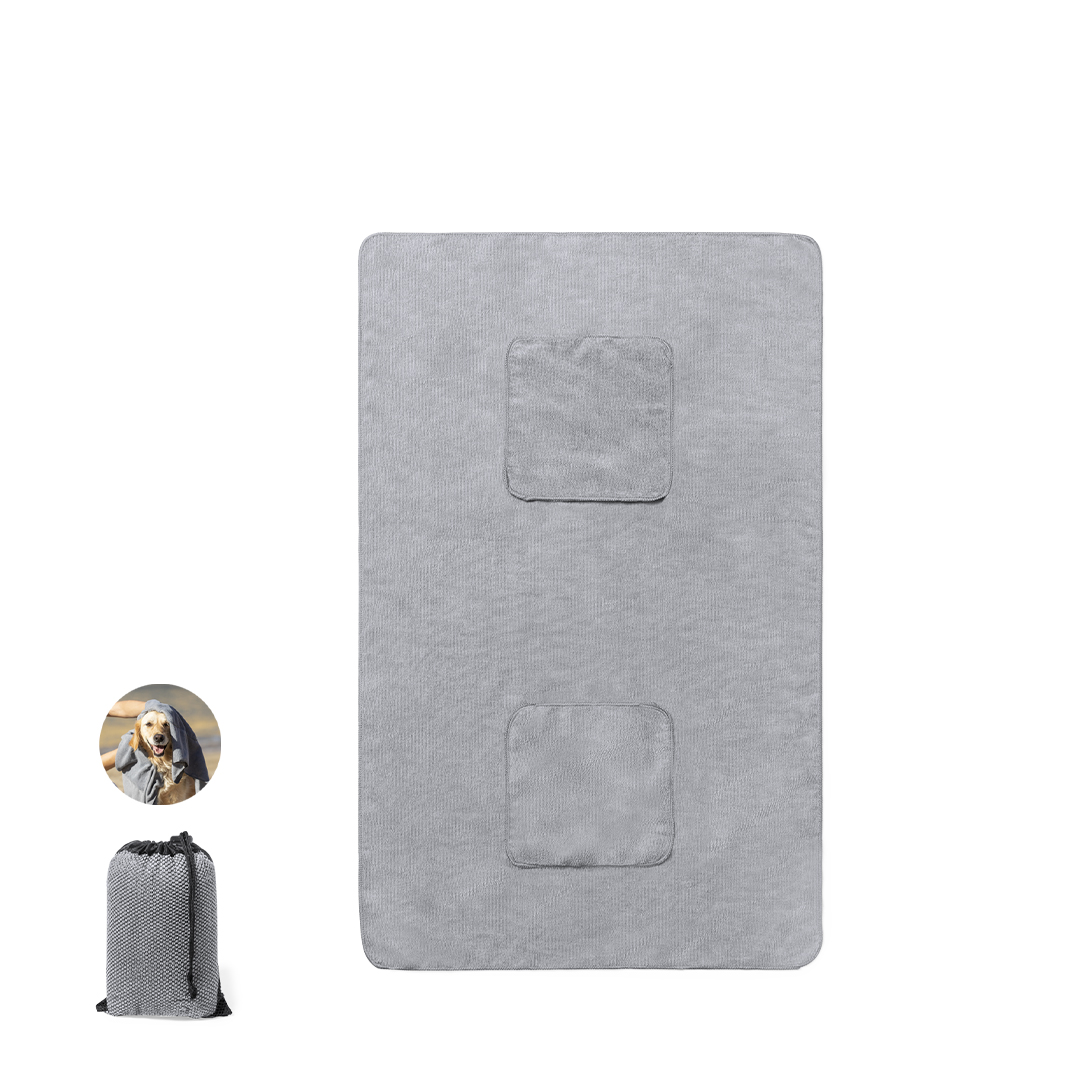 Toalla para mascotas personalizada Yelyn de poliéster con bolsillos de 66x106cm - Mascotas - Regalo Promocional Personalizado