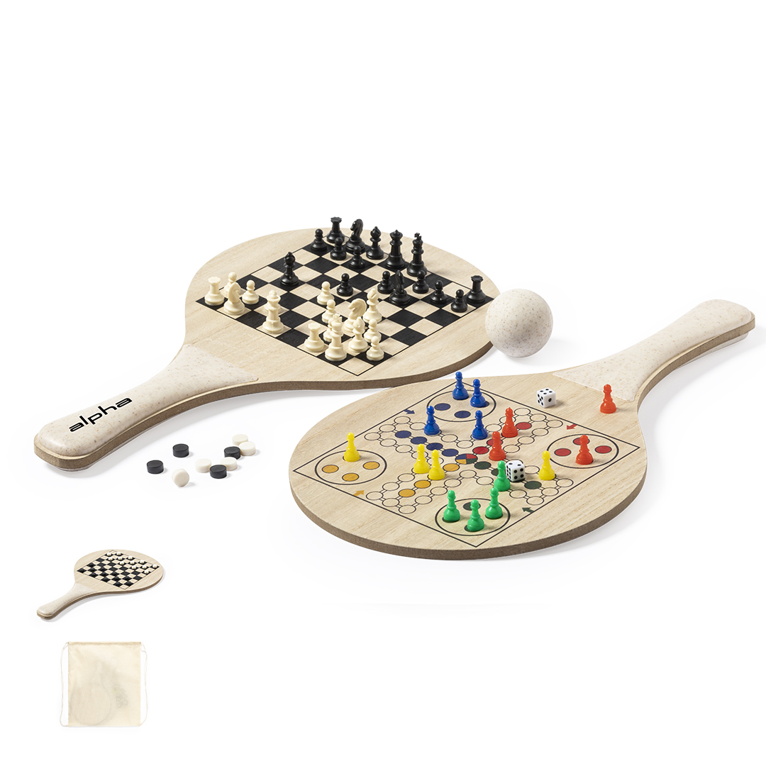 Palas de playa personalizadas Pecter multijuego de madera con caña trigo - Verano - Regalo Promocional Personalizado